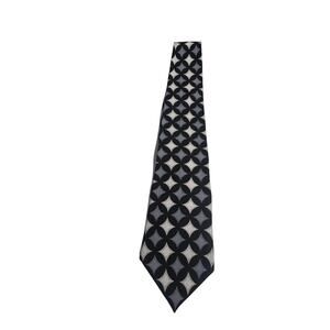 Vintage‎ Baronshire  Men Silk Black Gray Geometric Tie USA